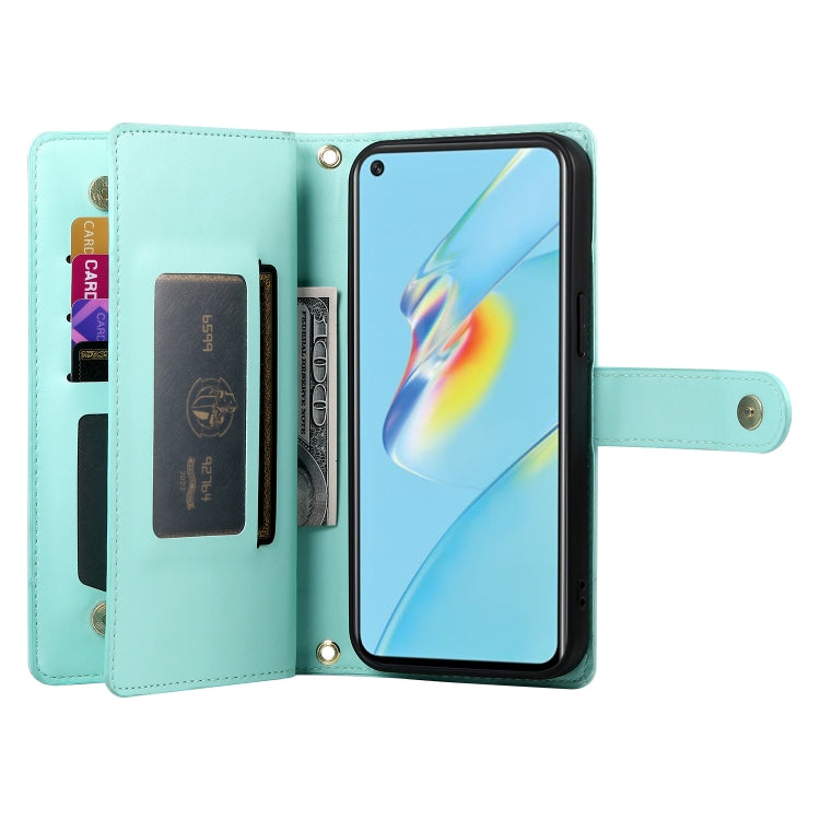 For OPPO A54 / A54s / A55 5G / A16s / A53s Nine Card-slot Zipper Wallet Bag Leather Phone Case