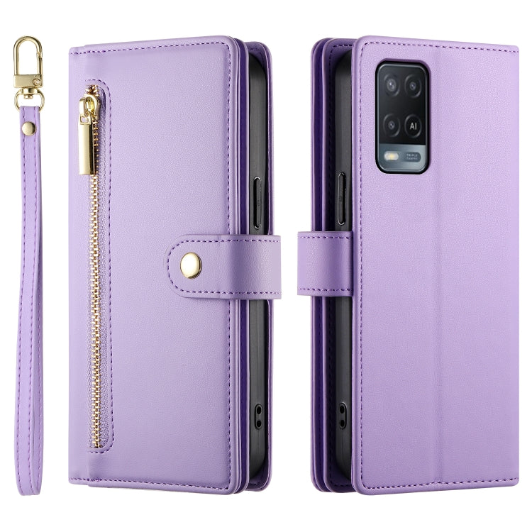 For OPPO A54 / A54s / A55 5G / A16s / A53s Nine Card-slot Zipper Wallet Bag Leather Phone Case