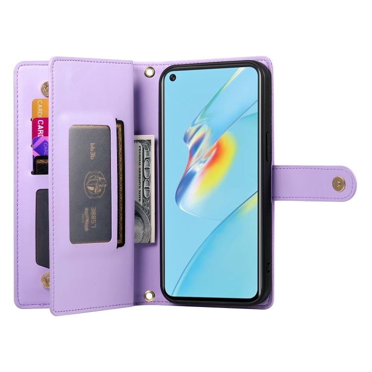 For OPPO A54 / A54s / A55 5G / A16s / A53s Nine Card-slot Zipper Wallet Bag Leather Phone Case