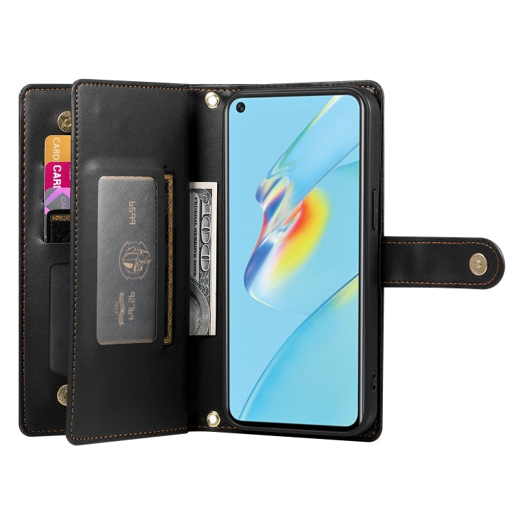 For OPPO A54 / A54s / A55 5G / A16s / A53s Nine Card-slot Zipper Wallet Bag Leather Phone Case