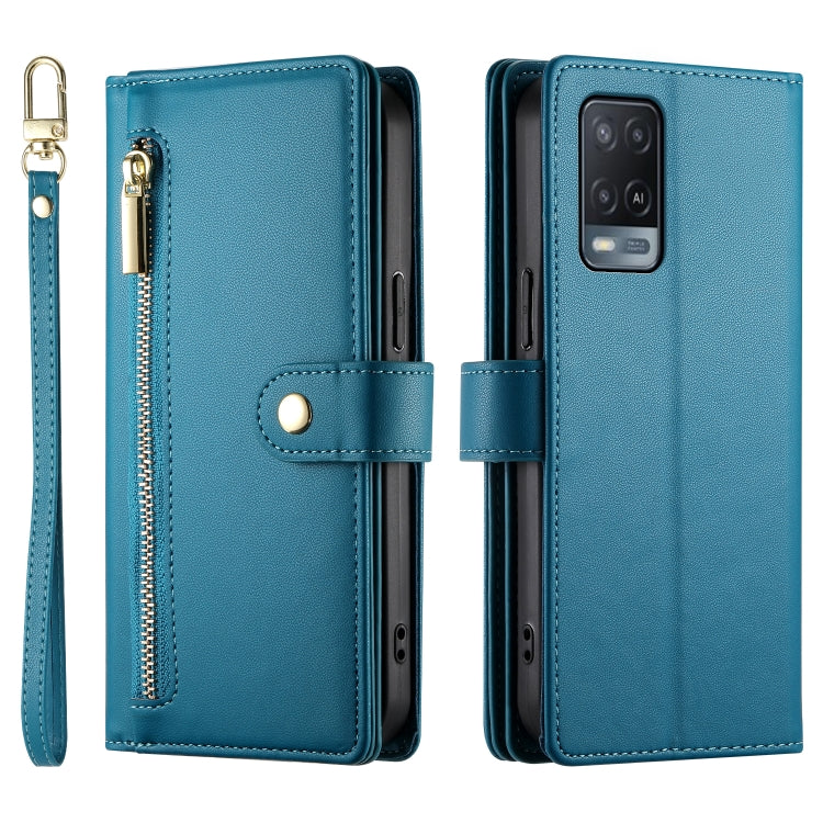 For OPPO A54 / A54s / A55 5G / A16s / A53s Nine Card-slot Zipper Wallet Bag Leather Phone Case