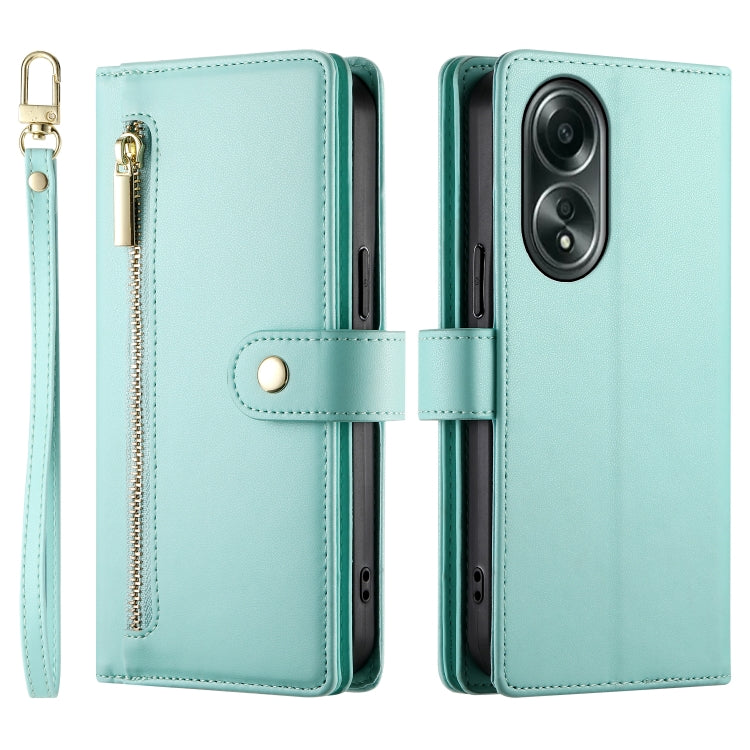 For OPPO A58 4G Nine Card-slot Zipper Wallet Bag Leather Phone Case