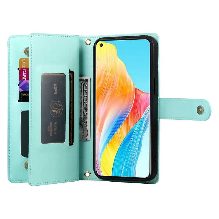 For OPPO A58 4G Nine Card-slot Zipper Wallet Bag Leather Phone Case