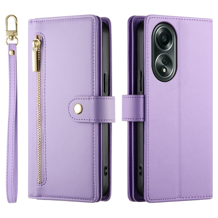 For OPPO A58 4G Nine Card-slot Zipper Wallet Bag Leather Phone Case
