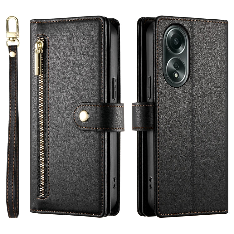 For OPPO A58 4G Nine Card-slot Zipper Wallet Bag Leather Phone Case