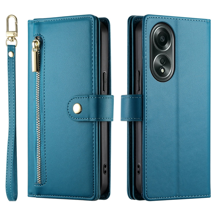 For OPPO A58 4G Nine Card-slot Zipper Wallet Bag Leather Phone Case