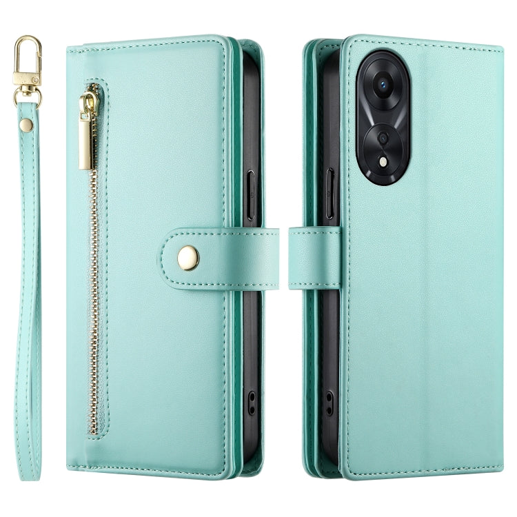 For OPPO A78 5G / A58 5G / A58x / A1x Nine Card-slot Zipper Wallet Bag Leather Phone Case