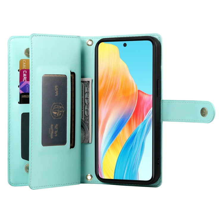 For OPPO A78 5G / A58 5G / A58x / A1x Nine Card-slot Zipper Wallet Bag Leather Phone Case