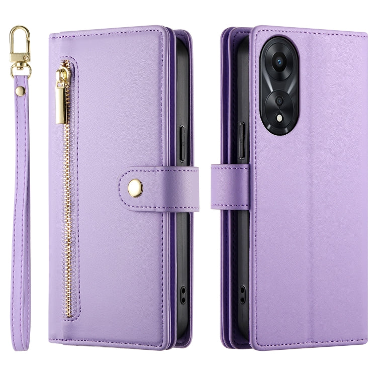 For OPPO A78 5G / A58 5G / A58x / A1x Nine Card-slot Zipper Wallet Bag Leather Phone Case