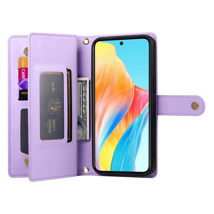For OPPO A78 5G / A58 5G / A58x / A1x Nine Card-slot Zipper Wallet Bag Leather Phone Case