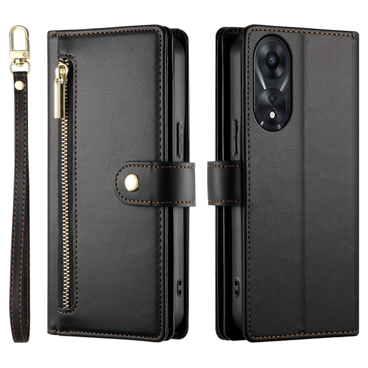 For OPPO A78 5G / A58 5G / A58x / A1x Nine Card-slot Zipper Wallet Bag Leather Phone Case