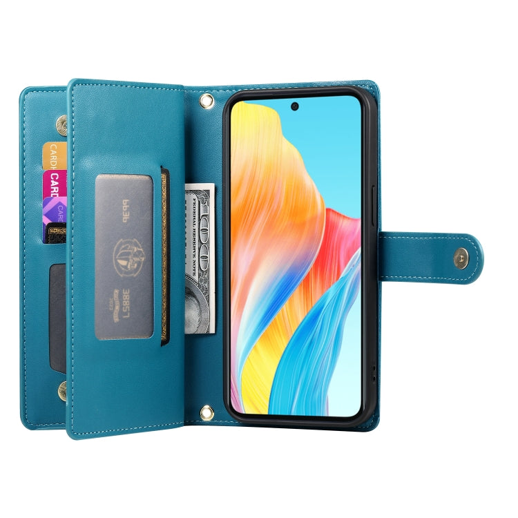For OPPO A78 5G / A58 5G / A58x / A1x Nine Card-slot Zipper Wallet Bag Leather Phone Case