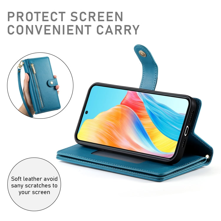 For OPPO A78 5G / A58 5G / A58x / A1x Nine Card-slot Zipper Wallet Bag Leather Phone Case