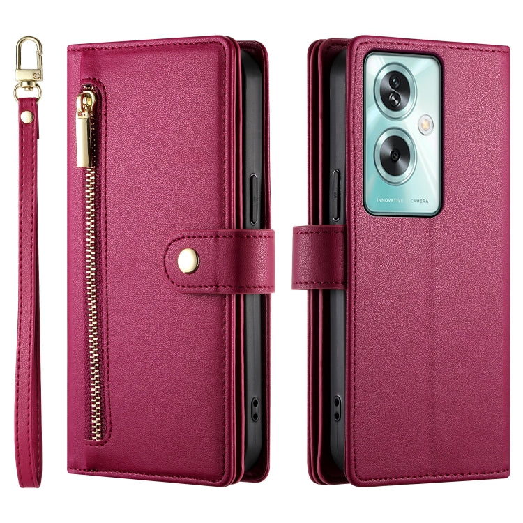 For OPPO A79 5G / A2x Nine Card-slot Zipper Wallet Bag Leather Phone Case