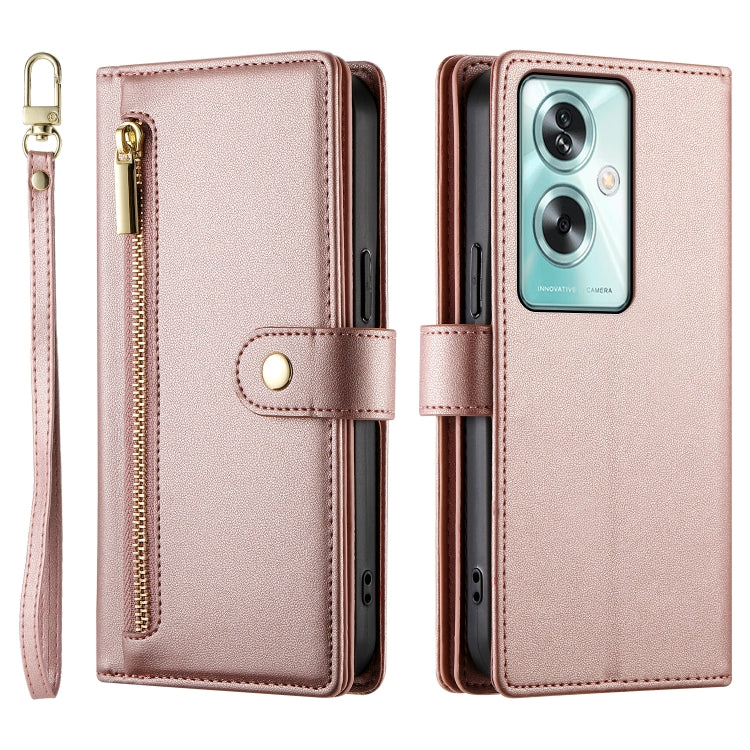For OPPO A79 5G / A2x Nine Card-slot Zipper Wallet Bag Leather Phone Case