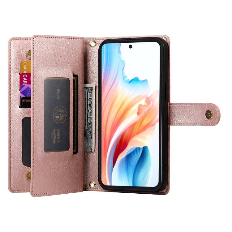 For OPPO A79 5G / A2x Nine Card-slot Zipper Wallet Bag Leather Phone Case
