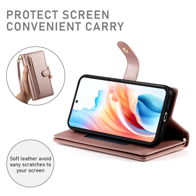 For OPPO A79 5G / A2x Nine Card-slot Zipper Wallet Bag Leather Phone Case