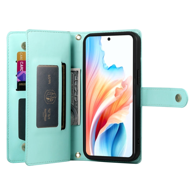 For OPPO A79 5G / A2x Nine Card-slot Zipper Wallet Bag Leather Phone Case