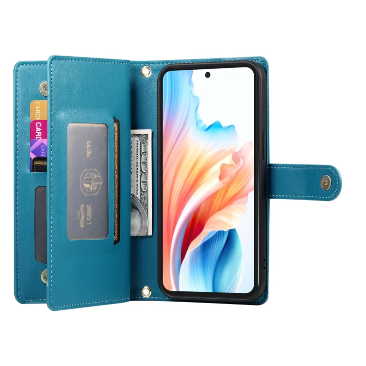For OPPO A79 5G / A2x Nine Card-slot Zipper Wallet Bag Leather Phone Case