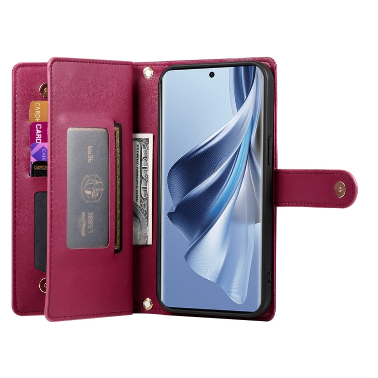 For OPPO Reno10 5G Global Nine Card-slot Zipper Wallet Bag Leather Phone Case