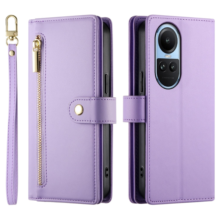 For OPPO Reno10 5G Global Nine Card-slot Zipper Wallet Bag Leather Phone Case