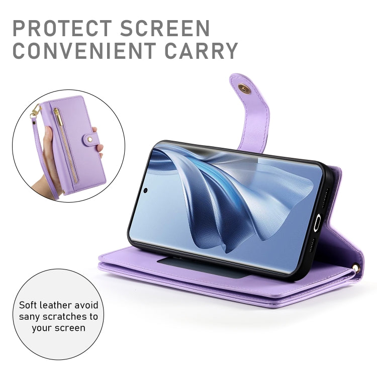 For OPPO Reno10 5G Global Nine Card-slot Zipper Wallet Bag Leather Phone Case