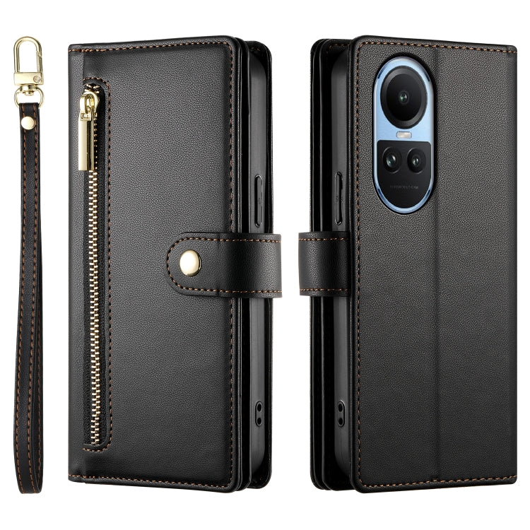 For OPPO Reno10 5G Global Nine Card-slot Zipper Wallet Bag Leather Phone Case