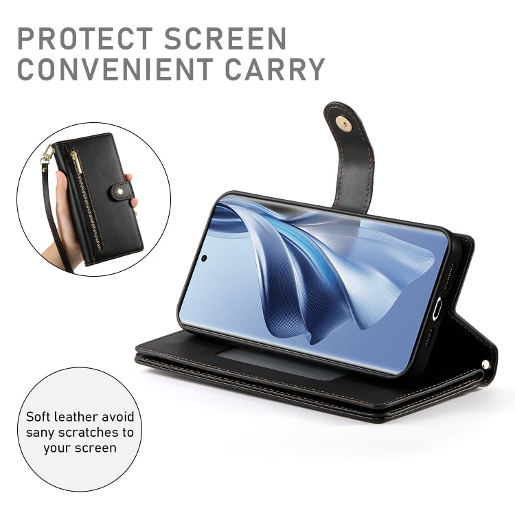 For OPPO Reno10 5G Global Nine Card-slot Zipper Wallet Bag Leather Phone Case