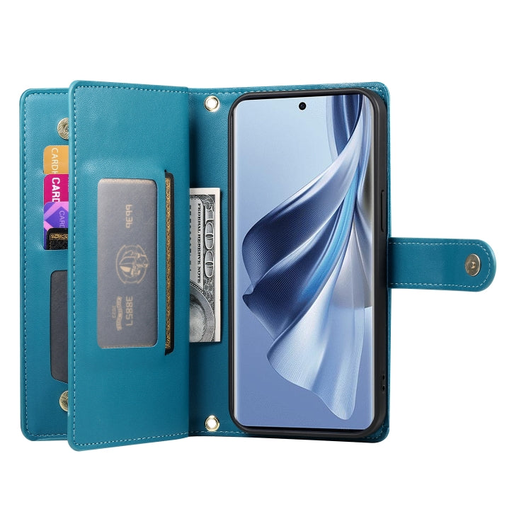 For OPPO Reno10 5G Global Nine Card-slot Zipper Wallet Bag Leather Phone Case