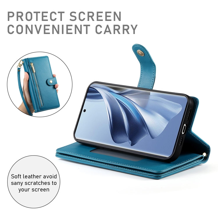 For OPPO Reno10 5G Global Nine Card-slot Zipper Wallet Bag Leather Phone Case