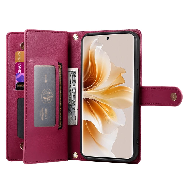 For OPPO Reno11 Global Nine Card-slot Zipper Wallet Bag Leather Phone Case