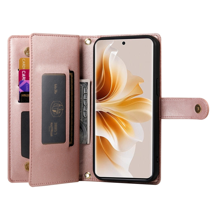 For OPPO Reno11 Global Nine Card-slot Zipper Wallet Bag Leather Phone Case