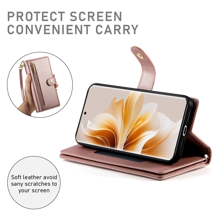 For OPPO Reno11 Global Nine Card-slot Zipper Wallet Bag Leather Phone Case