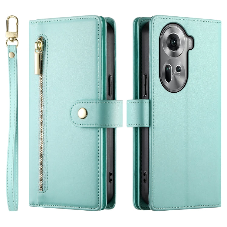 For OPPO Reno11 Global Nine Card-slot Zipper Wallet Bag Leather Phone Case