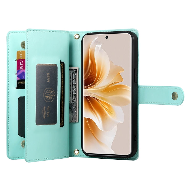 For OPPO Reno11 Global Nine Card-slot Zipper Wallet Bag Leather Phone Case