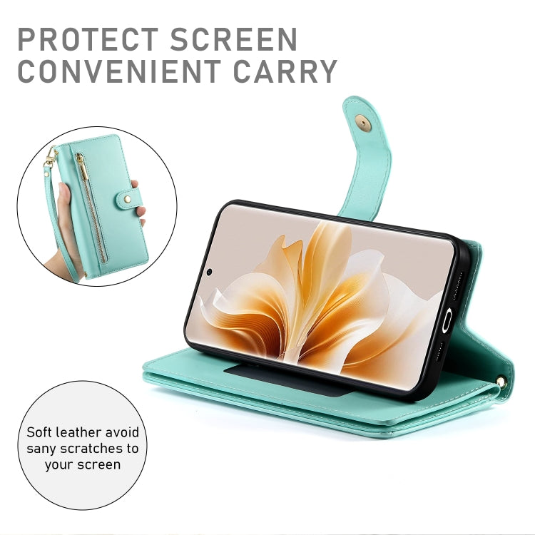For OPPO Reno11 Global Nine Card-slot Zipper Wallet Bag Leather Phone Case