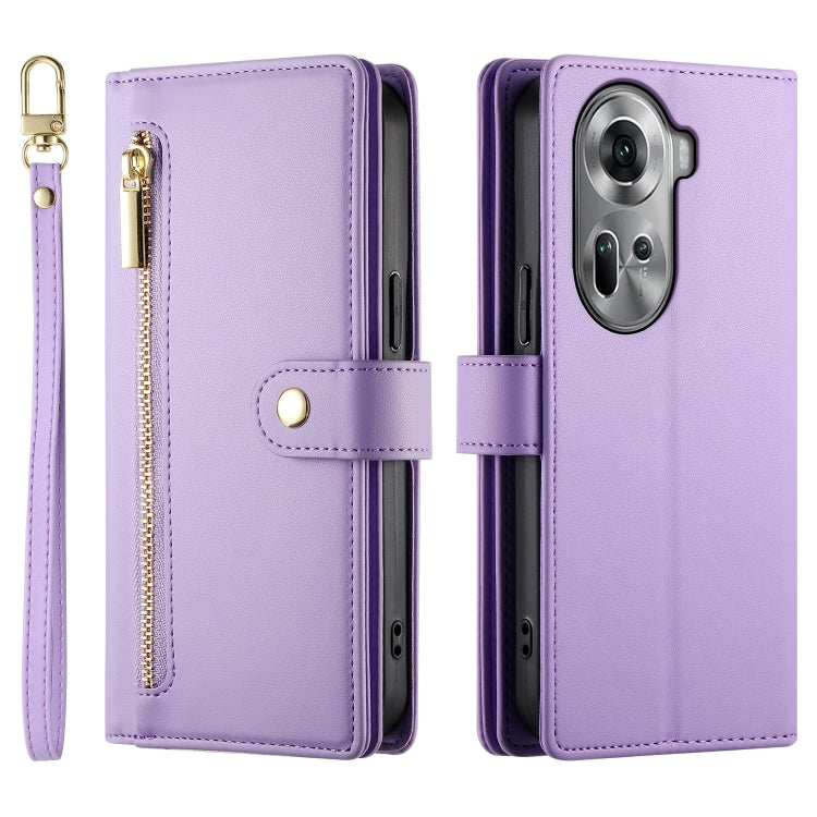 For OPPO Reno11 Global Nine Card-slot Zipper Wallet Bag Leather Phone Case