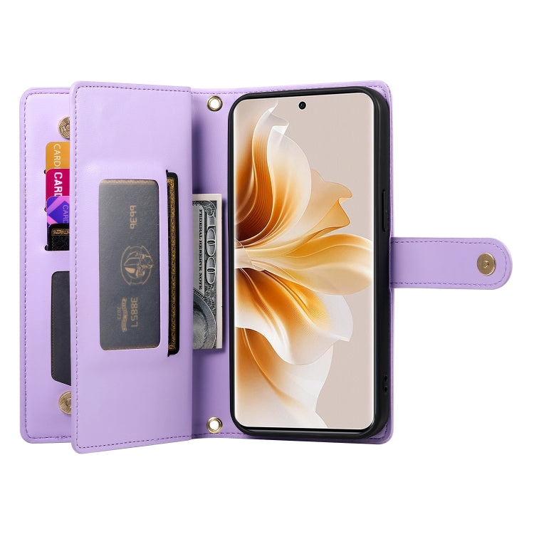 For OPPO Reno11 Global Nine Card-slot Zipper Wallet Bag Leather Phone Case