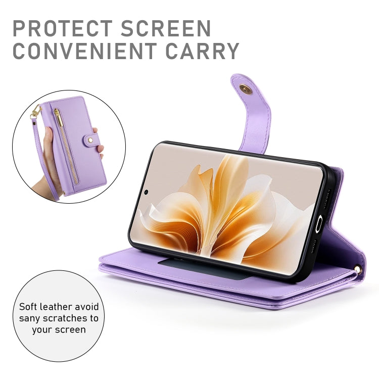 For OPPO Reno11 Global Nine Card-slot Zipper Wallet Bag Leather Phone Case