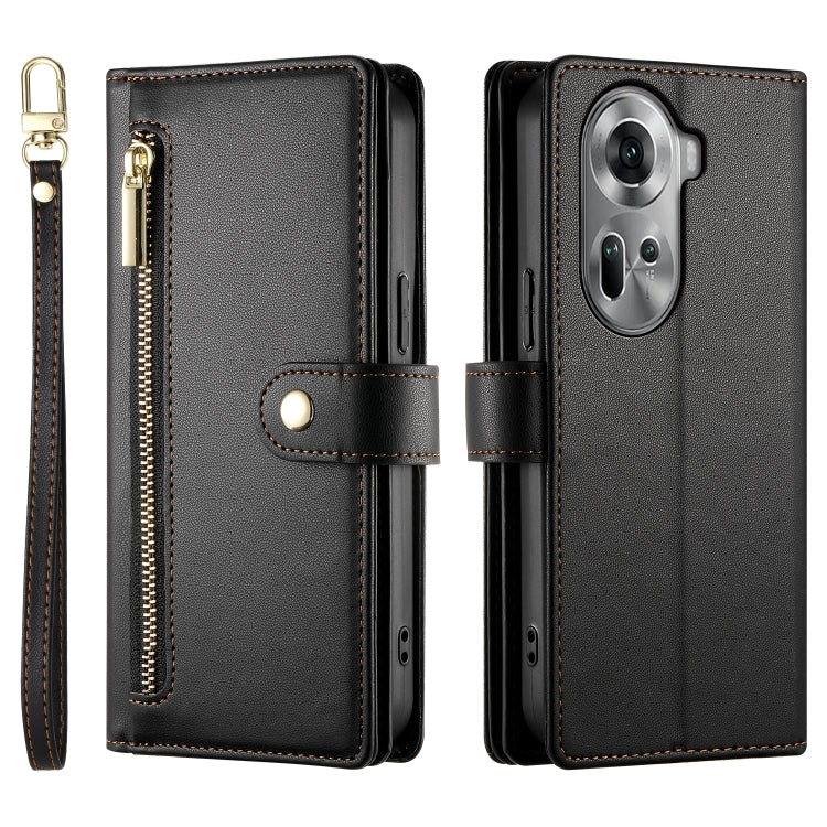 For OPPO Reno11 Global Nine Card-slot Zipper Wallet Bag Leather Phone Case