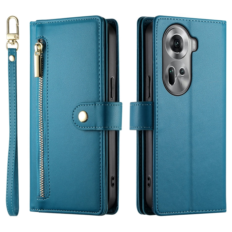 For OPPO Reno11 Global Nine Card-slot Zipper Wallet Bag Leather Phone Case