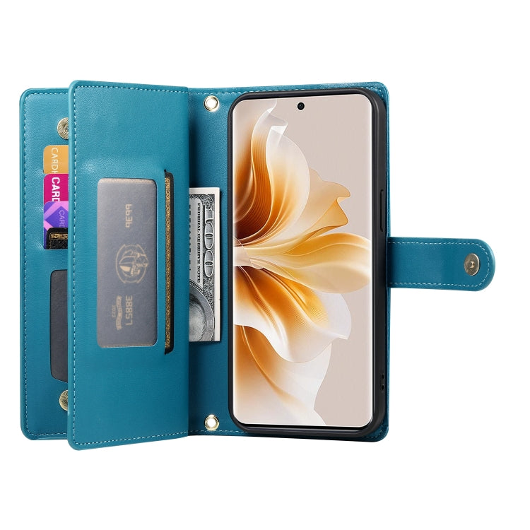 For OPPO Reno11 Global Nine Card-slot Zipper Wallet Bag Leather Phone Case