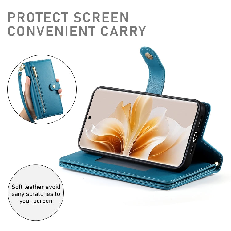 For OPPO Reno11 Global Nine Card-slot Zipper Wallet Bag Leather Phone Case