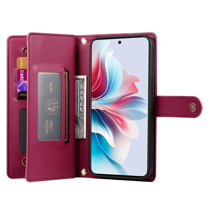 For OPPO Reno11 F Nine Card-slot Zipper Wallet Bag Leather Phone Case