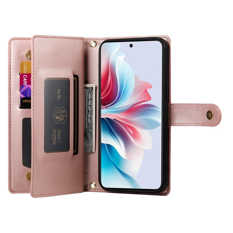 For OPPO Reno11 F Nine Card-slot Zipper Wallet Bag Leather Phone Case