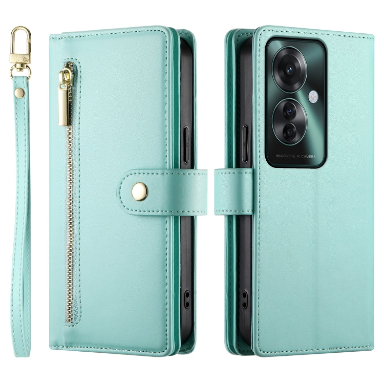 For OPPO Reno11 F Nine Card-slot Zipper Wallet Bag Leather Phone Case