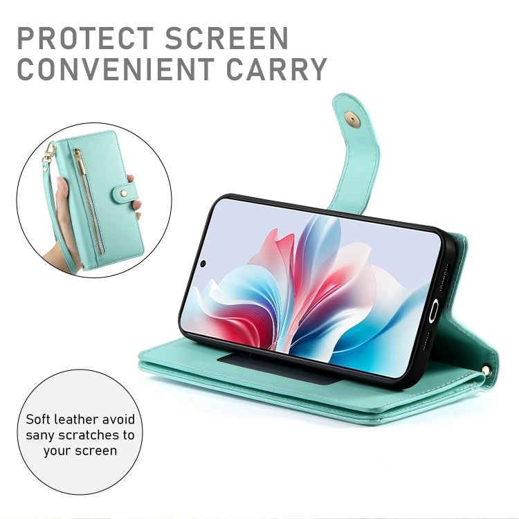 For OPPO Reno11 F Nine Card-slot Zipper Wallet Bag Leather Phone Case