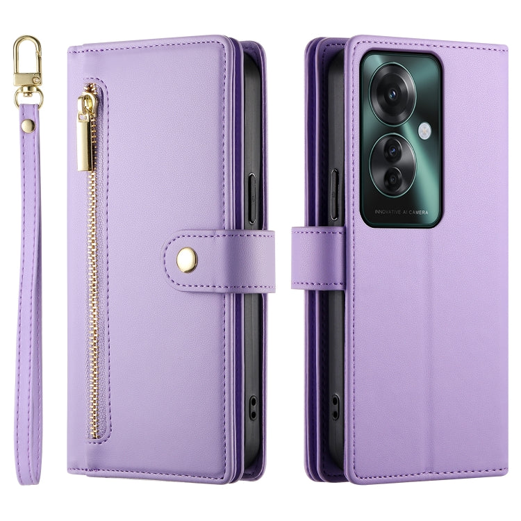 For OPPO Reno11 F Nine Card-slot Zipper Wallet Bag Leather Phone Case