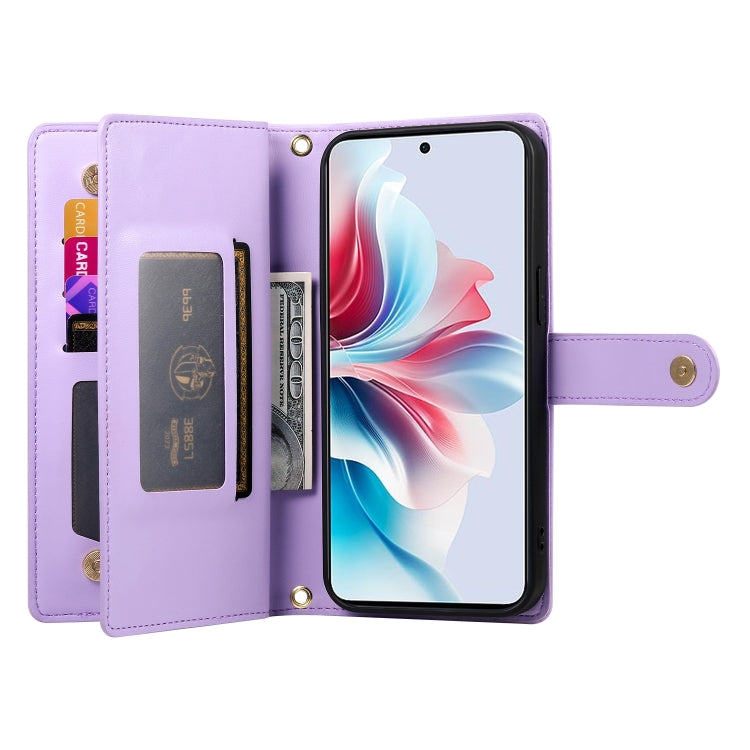 For OPPO Reno11 F Nine Card-slot Zipper Wallet Bag Leather Phone Case