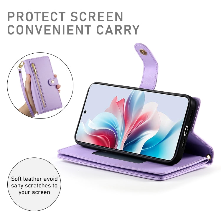 For OPPO Reno11 F Nine Card-slot Zipper Wallet Bag Leather Phone Case